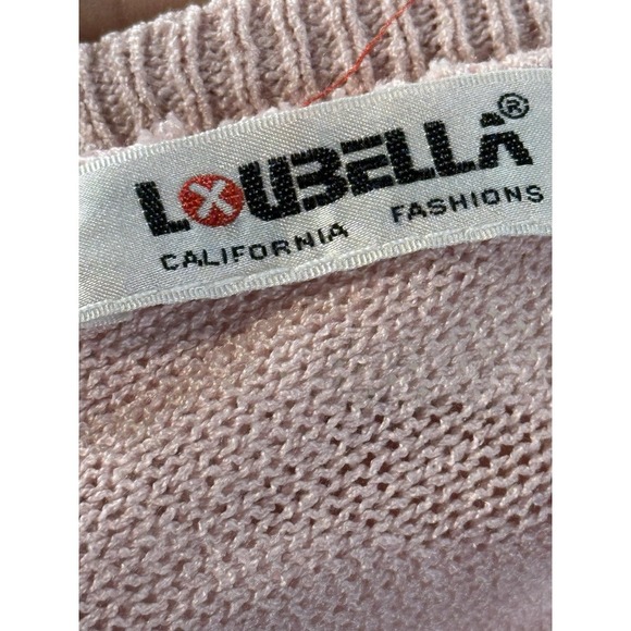 *Vintage* Loubella 90'S EYELASH Fringe KNIT V-neck Sweater Pink One Size - Picture 7 of 7